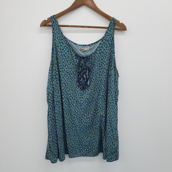 Old Navy Womens Sleeveless Blue Yellow Tank Top Plus Size 4X Scoop Neck Casual - Picture 1 of 11